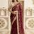 Maroon embellished embroidered satin saree