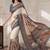 Off white women madhubani print dola silk saree with unstitched blouse piece