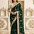Green floral embroidered satin saree
