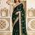 Green floral embroidered satin saree