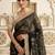 Black embellished embroidered satin saree