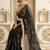 Black embellished embroidered satin saree