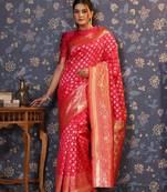 Pink woven design saree