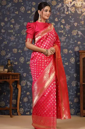 Pink woven design saree