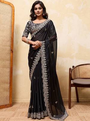 Black embroidered saree 1