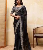 Black embroidered saree