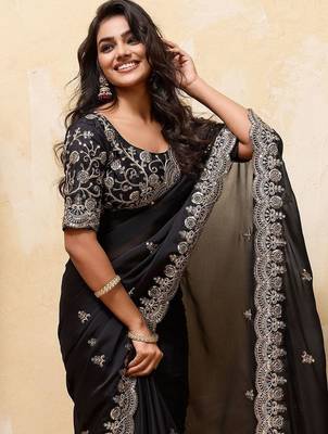 Black embroidered saree 2