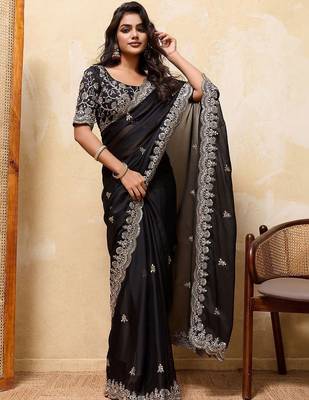 Black embroidered saree 3