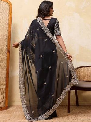 Black embroidered saree 4