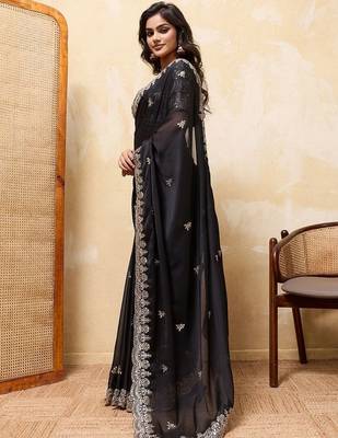 Black embroidered saree 5