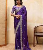 Purple embroidered saree