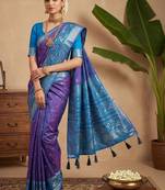Purple woven design pochampally blouse piece & sarees