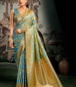 Turquoise woven design zari art silk banarasi saree
