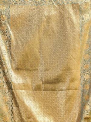 Turquoise woven design zari art silk banarasi saree 4
