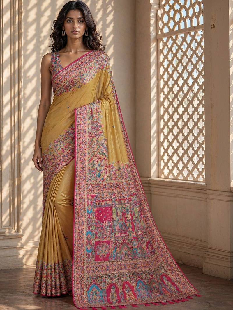 Gold printed sarees blouse piece