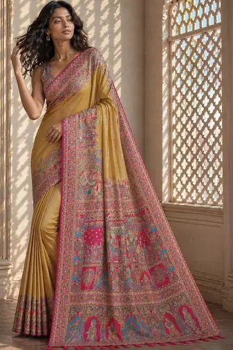 Gold printed sarees blouse piece