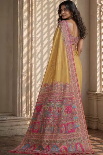 Gold printed sarees blouse piece
