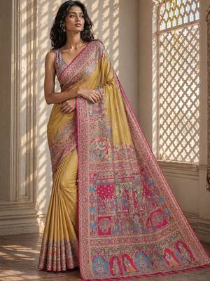 Gold printed sarees blouse piece 4