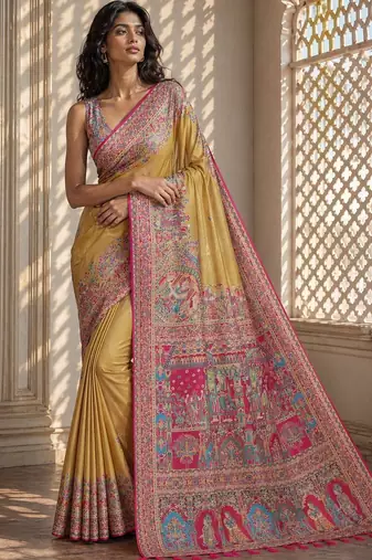 Gold printed sarees blouse piece