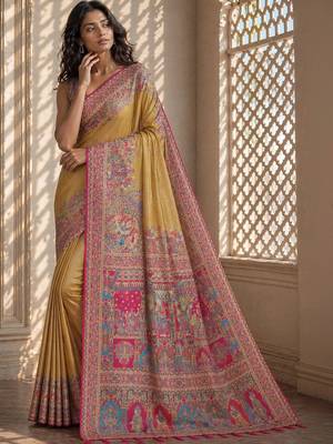 Gold printed sarees blouse piece 5