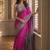 Pink printed banarasi sarees with blouse piece