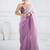 Lavender embroidered border saree with matching blouse piece