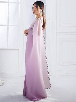 Lavender embroidered border saree with matching blouse piece 2