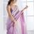 Lavender embroidered border saree with matching blouse piece