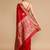 Red woven design banarasi saree with unstitched blouse