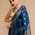 Blue woven design banarasi saree with unstitched blouse