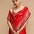 Red ethnic motifs banarasi saree with unstitched blouse