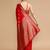 Red ethnic motifs banarasi saree with unstitched blouse