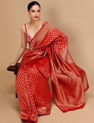Red woven design banarasi saree 1