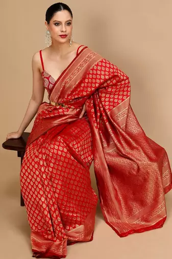 Red woven design banarasi saree