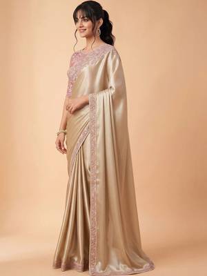 Gold embellished embroidered pure chiffon designer saree 3