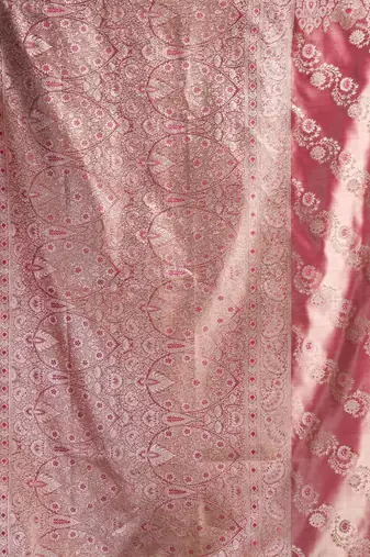 Pink woven design zari art silk banarasi saree