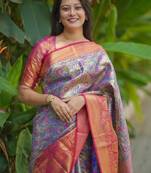 Purple classic indian silk rich woven pallu design sarees