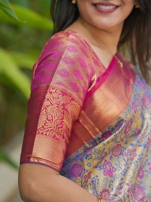 Purple classic indian silk rich woven pallu design sarees 4