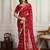 Red bandhani printed embroidered saree with unstitched blouse