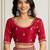 Red bandhani printed embroidered saree with unstitched blouse