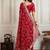 Red bandhani printed embroidered saree with unstitched blouse