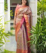 Pink classic indian silk rich woven pallu design sarees