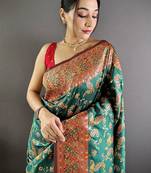 Green classic indian silk rich woven pallu design sarees
