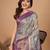 Violet zari woven design saree with unstitched blouse