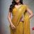 Yellow embroidered embellished saree with unstitched blouse piece