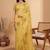Yellow ethnic motifs linen blend handloom banarasi saree