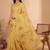 Yellow ethnic motifs linen blend handloom banarasi saree