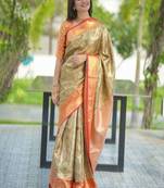 Green classic indian silk rich woven pallu design sarees