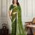 Olive bandhani printed with embroidered saree with unstitched blouse