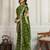 Olive bandhani printed with embroidered saree with unstitched blouse
